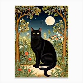 William Morris Black Cat In The Forest 18 Canvas Print