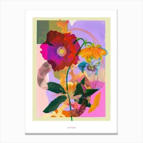 Larkspur 2 Neon Flower Collage Poster Canvas Print