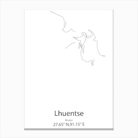 Lhuentse,Bhutan Minimalist Map Canvas Print