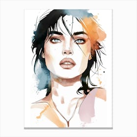 Watercolor Portrait Of A Woman 1 Canvas Print