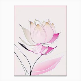 Pink Lotus Abstract Line Drawing 4 Canvas Print