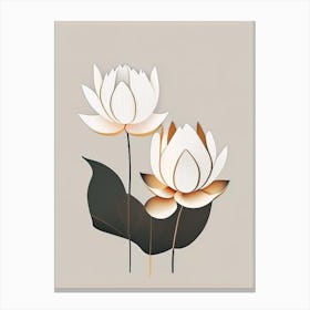 Lotus Flowers In Park Retro Minimal 7 Canvas Print