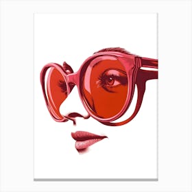 Portrait Of A Woman In Red Sunglasses Canvas Print