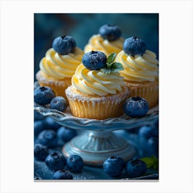 Blueberry Cupcakes On A Plate Canvas Print