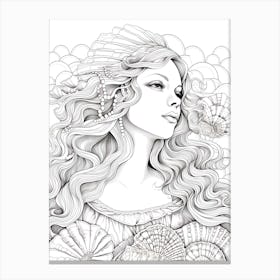 Line Art Inspired By The Birth Of Venus 15 Canvas Print