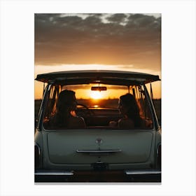 Sunset In A Car Canvas Print