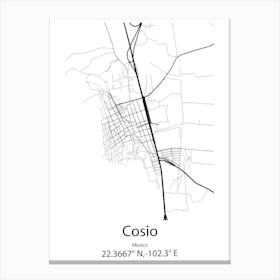 Cosio,Mexico Minimalist Map Canvas Print