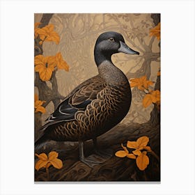 Dark And Moody Botanical Mallard Duck 1 Canvas Print