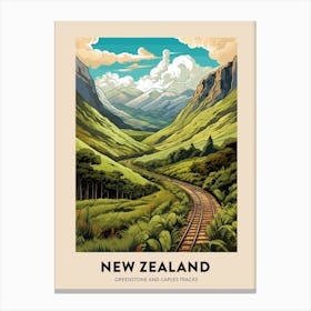 Greenstone And Caples Tracks New Zealand 2 Vintage Hiking Travel Poster Canvas Print