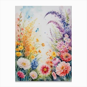 Watercolor Flower Garden 1 Canvas Print