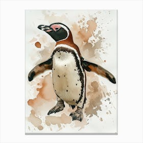 Humboldt Penguin Saunders Island Watercolour Painting 3 Canvas Print