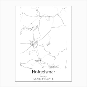 Hofgeismar,Germany Minimalist Map Canvas Print