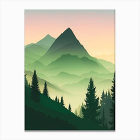 Misty Mountains Vertical Composition In Green Tone 138 Canvas Print