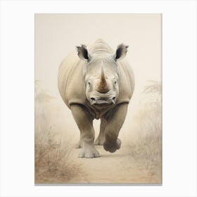 Rhino Walking Portrait 4 Canvas Print