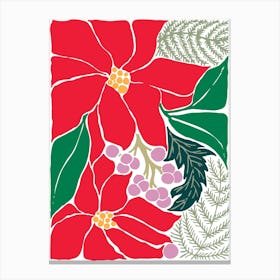 Christmas Florals Poinsettia Canvas Print