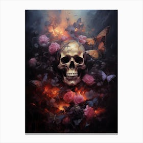 Skull in flowers 3 Canvas Print