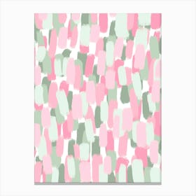 Pink And Green Abstract Paint Brush Strokes Canvas Print