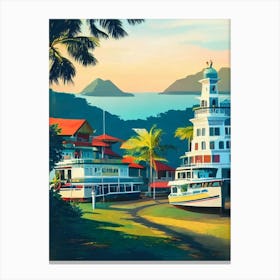 Port Of Dumaguete Philippines Vintage Poster harbour Canvas Print