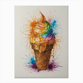 Rainbow Ice Cream Cone 10 Canvas Print