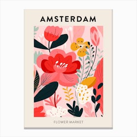 Flower Market Poster Amsterdam Netherlands Canvas Print