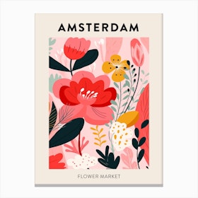 Flower Market Poster Amsterdam Netherlands Canvas Print