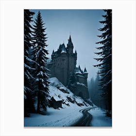 Castle In The Snow The Enigma of the Shadowed Castle Canvas Print