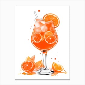 Aperol With Ice And Orange Watercolor Vertical Composition 42 Canvas Print