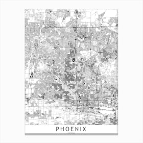 Phoenix White Map Canvas Print