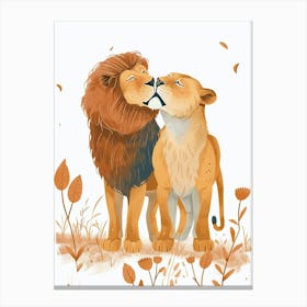 African Lion Mating Rituals Clipart 4 Canvas Print