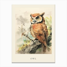 Beatrix Potter Inspired  Animal Watercolour Owl 1 Canvas Print