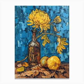 Chrysanthemums In A Bottle Canvas Print