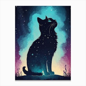 Black Cat In The Night Sky Canvas Print