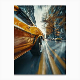 Classic American Muscle Car Driving In The City Canvas Print