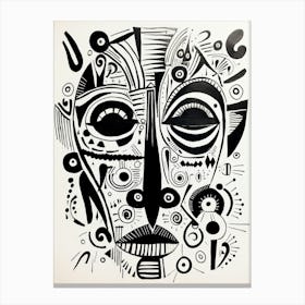 Abstract Geometric Black & White Face 3 Canvas Print