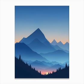 Misty Mountains Vertical Composition In Blue Tone 142 Canvas Print