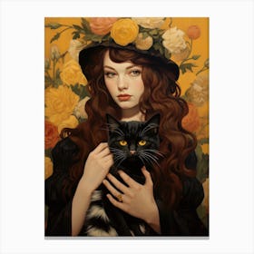Woman With A Cat Canvas Print