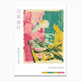 Japanese Restaurant Silkscreen Duotone Poster Canvas Print