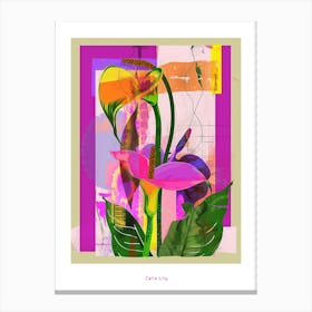 Calla Lily 4 Neon Flower Collage Poster Canvas Print