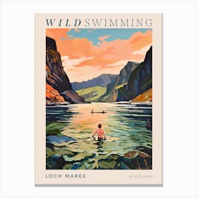 Wild Swimming At Loch Maree Scotland 1 Poster Canvas Print