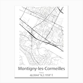 Montigny Les Cormeilles,France Minimalist Map Canvas Print