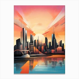 Cityscape At Sunset Canvas Print