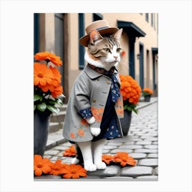 Cat In A Coat 1 Canvas Print