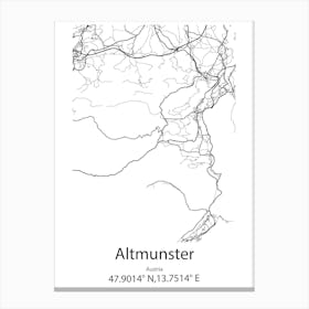 Altmunster,Austria Minimalist Map Canvas Print