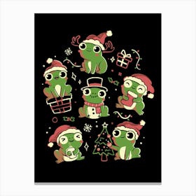 Jolly Frogs - Funny Cute Adorable Christmas Frog Holiday Gift 1 Canvas Print