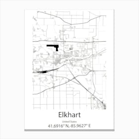 Elkhart,United States Minimalist Map Canvas Print