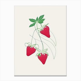 Everbearing Strawberries, Plant, Minimal Line Drawing Canvas Print