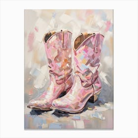 Cowgirl Disco Ball Boots in Blush Pink, y2k, Southwest Art, Southern Girl Canvas Print