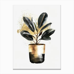 Gold Potted Plant 1 Canvas Print