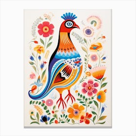 Scandinavian Bird Illustration Partridge 2 Canvas Print