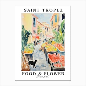 Food Market With Cats In Saint Tropez 3 Poster Canvas Print